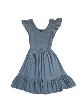 blu pepper Blue Smocked Flutter Sleeve Dress Size Small